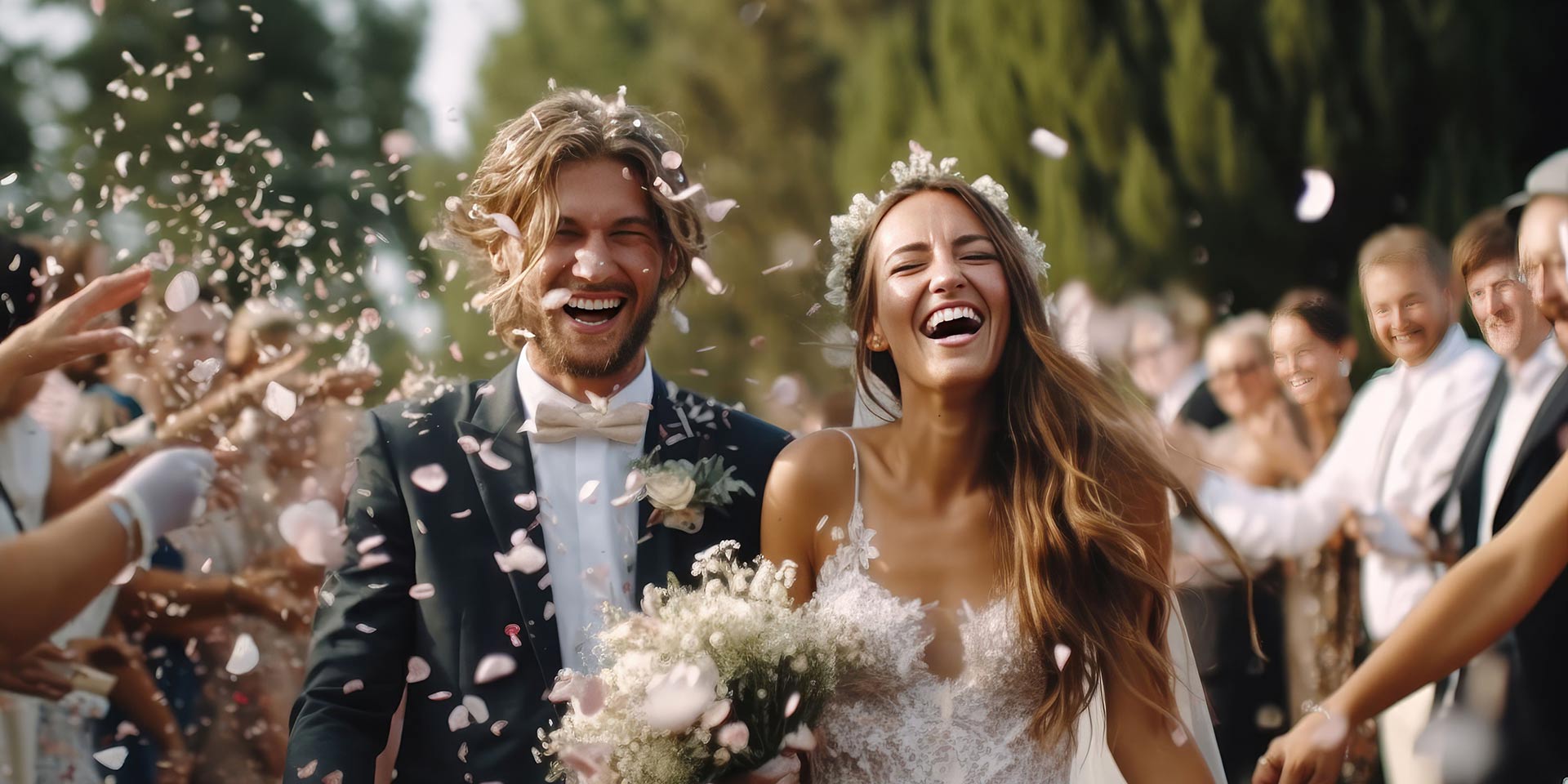ki-generiertes brautpaar bei  hochzeit