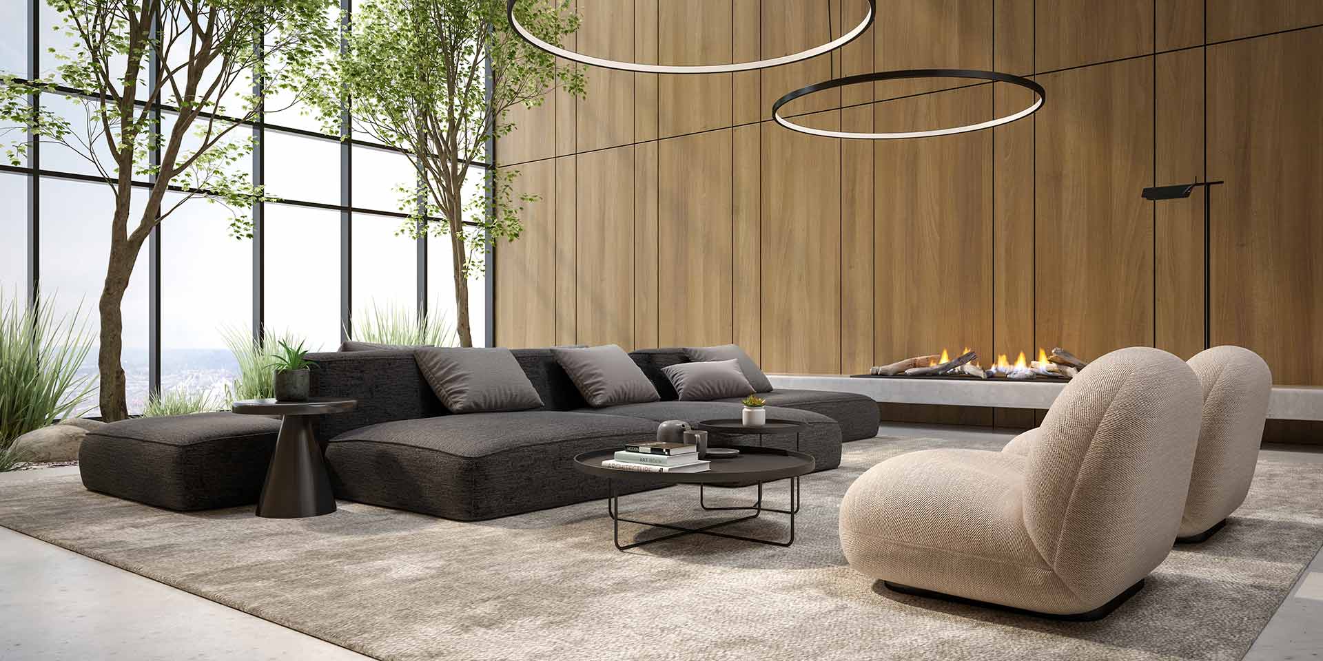 mon style conceptual interior room 3 d illustration