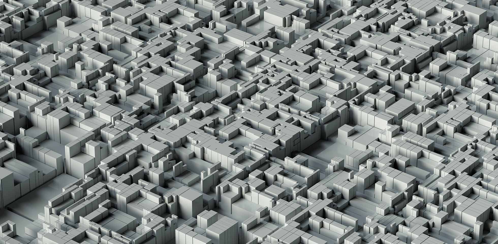 3d-illustration einer futuristischen struktur sieht aus  eine mone stadt. symbolbild baulandproblematik schweiz