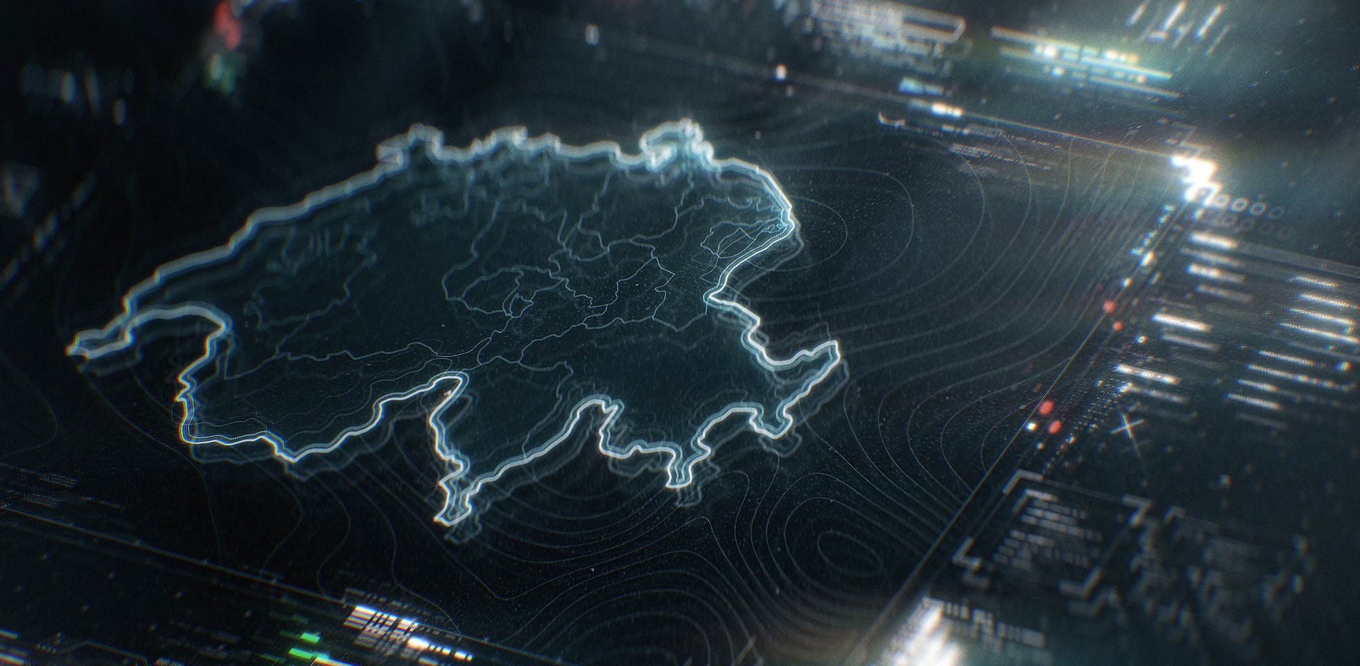 futuristische karte  schweiz – infografik auf digitalem bildschirm