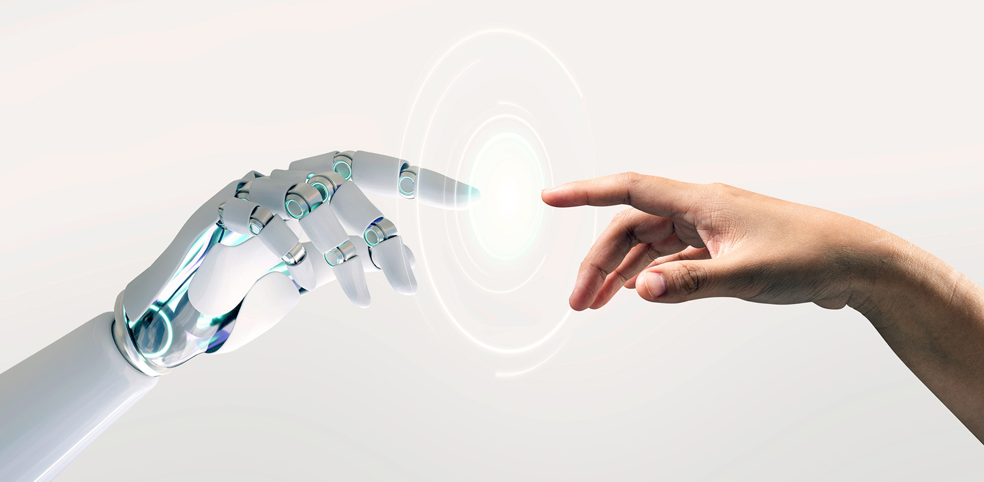 roboterhand  menschliche hand. symbolbild generative ki