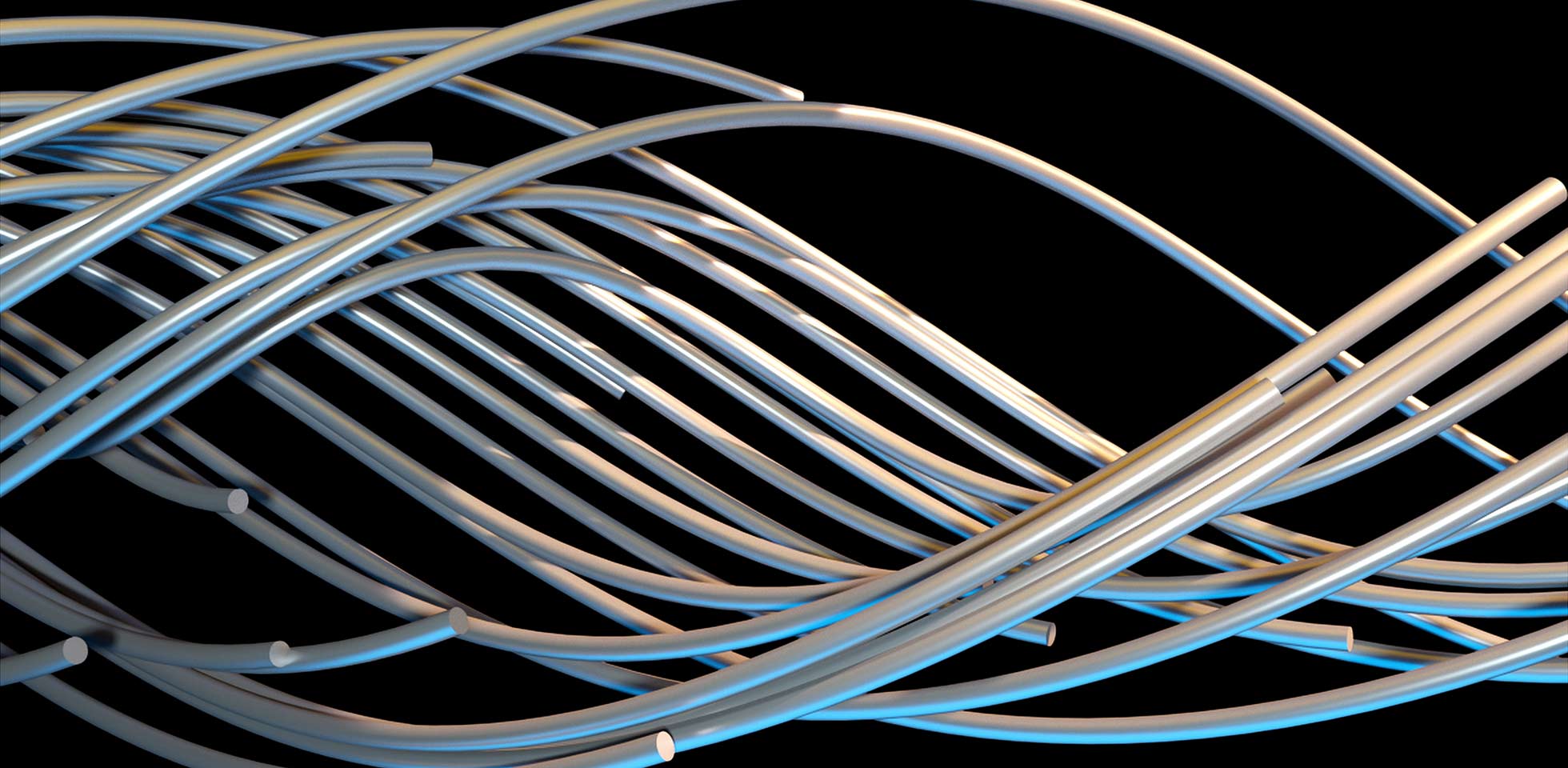 zufällige optische fasern sind zu einer großen spirale verben, 3d-rening. computergenerierter abstrakter volumetrischer hintergr. symbolbild digital thread