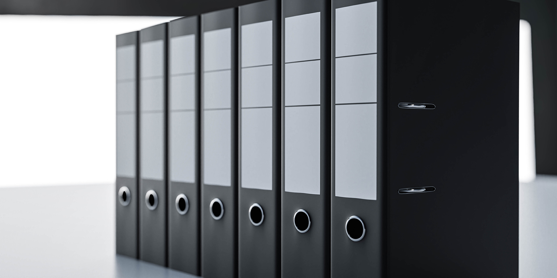 document fols standing on white desk in office loft illustration back lighting