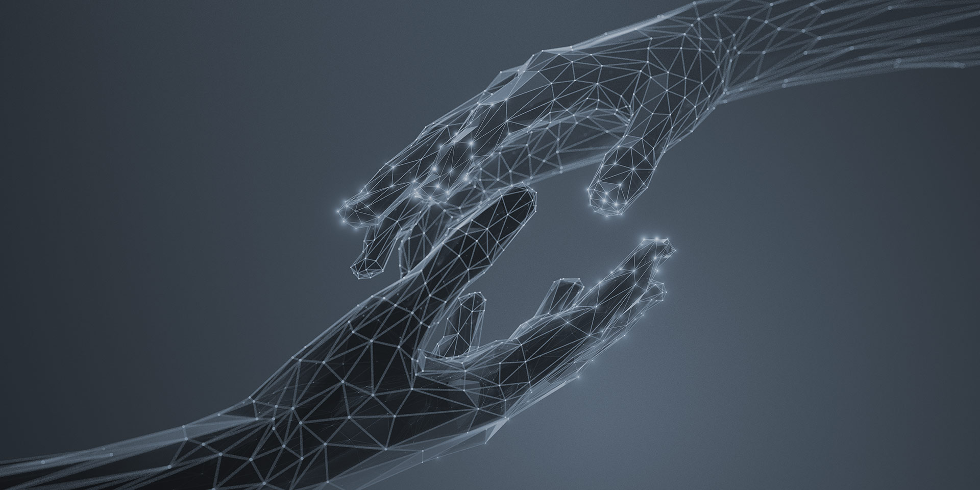 digitale hände in futuristischer netzkverbindung konzeptkunst, ki