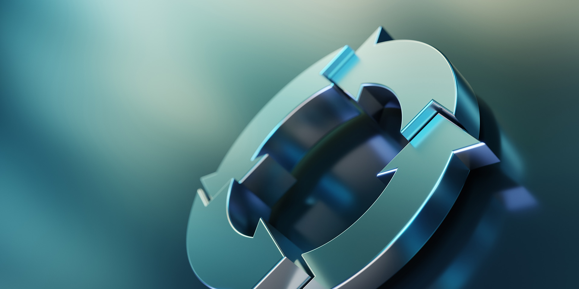 3d illustration of interconnected arrows forming a circle, symbolising a continuous cycle, or iterative design concepts, rened in a mon metallic style against a sleek grant backdrop, effizienz